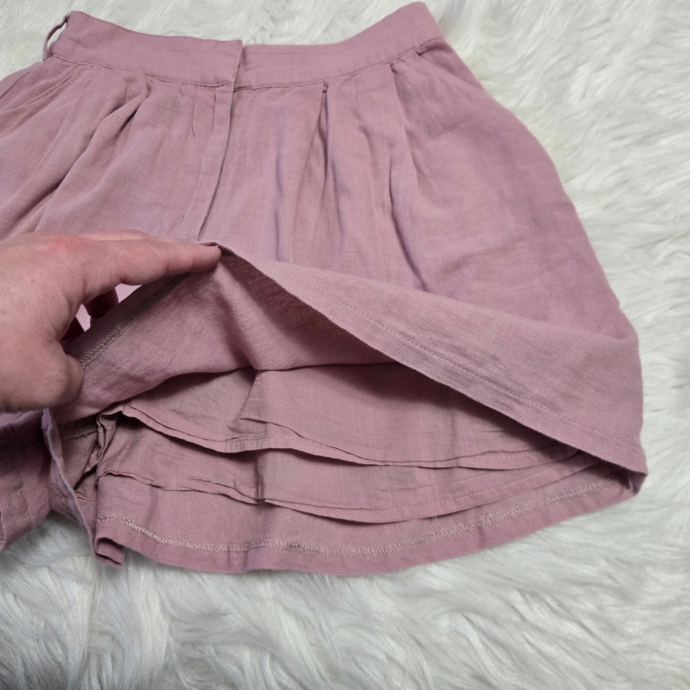 American Eagle Mauve Pink Linen Blend Pleated High Waisted Shorts Womens XS - Picture 4 of 12
